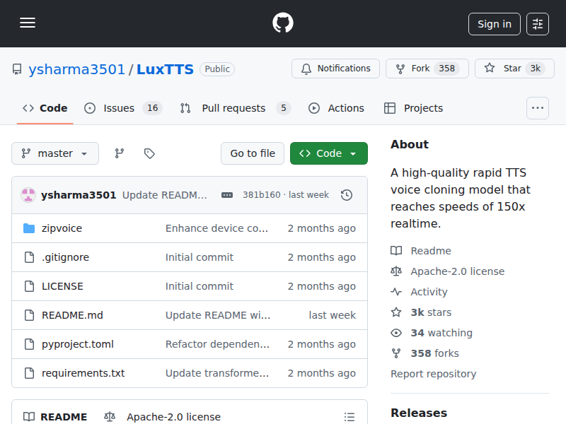 GitHub - ysharma3501/LuxTTS のキャプチャ